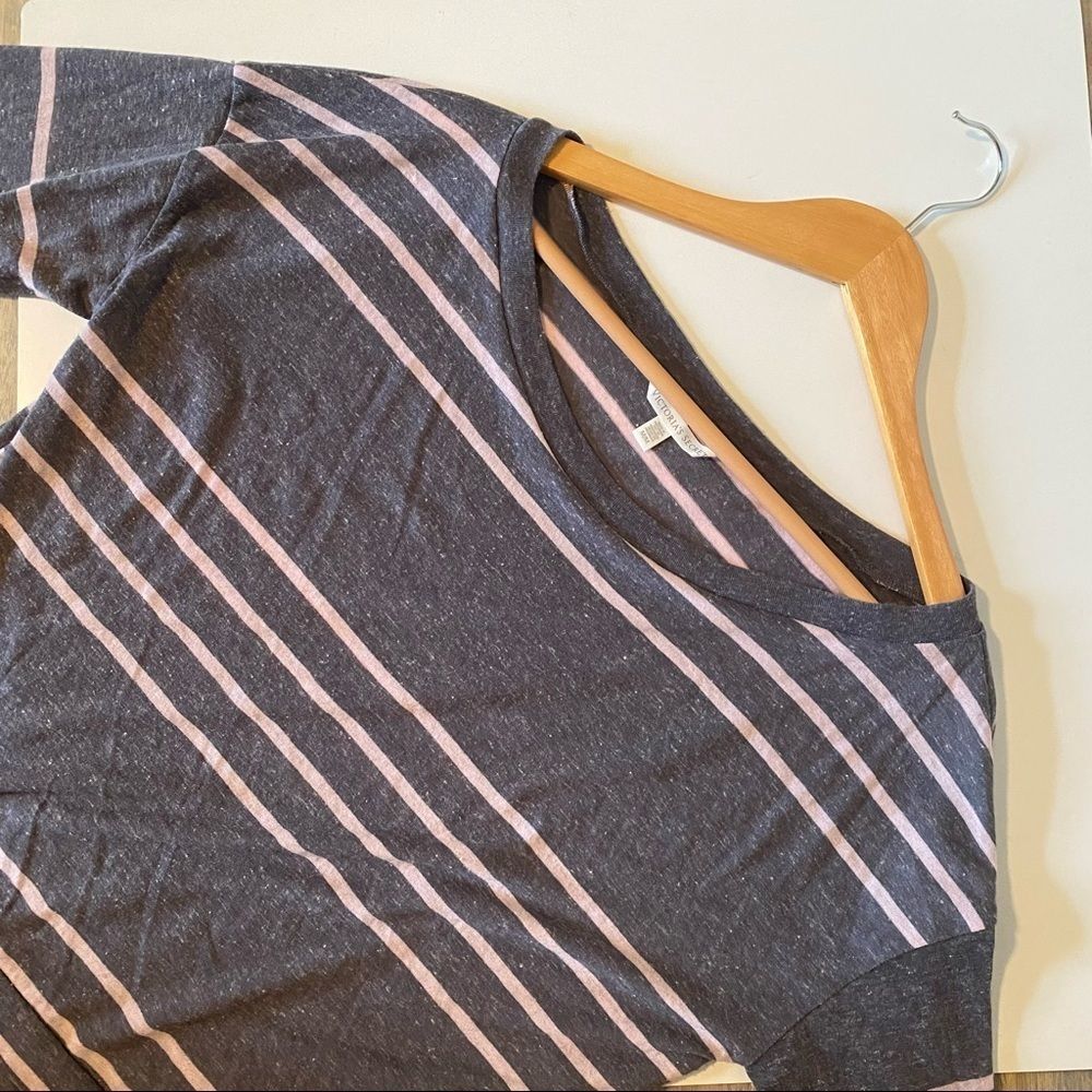 Victoria’s Secret Comfy Gray and pink striped long sleeve. Size M